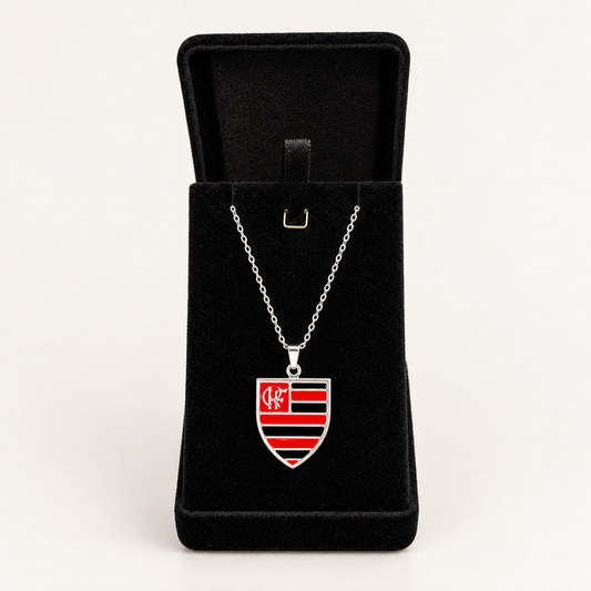 Cordão com Escudo Colorido do Flamengo + Caixinha de Brinde