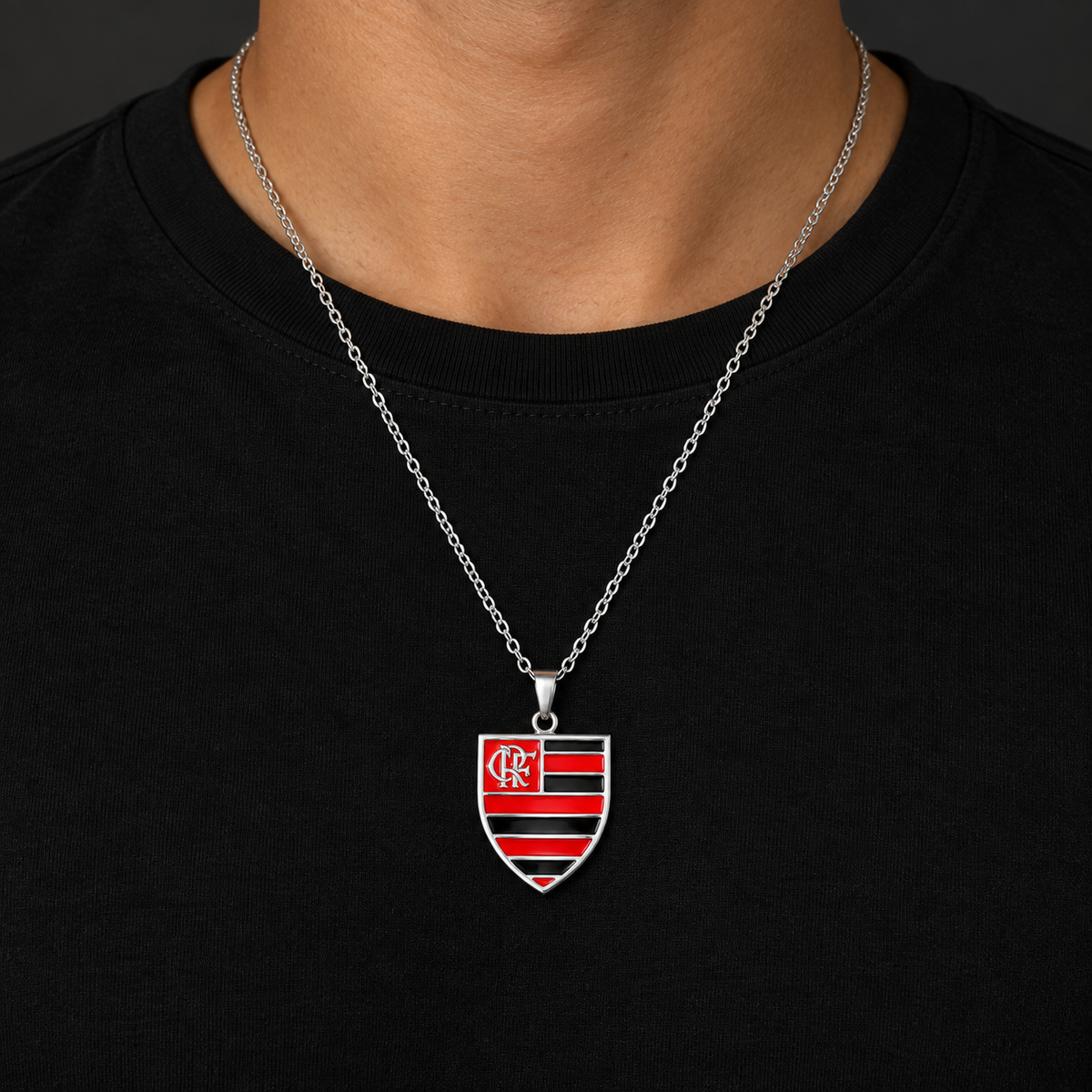 Cordão com Escudo Colorido do Flamengo + Caixinha de Brinde