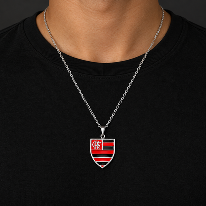 Cordão com Escudo Colorido do Flamengo + Caixinha de Brinde
